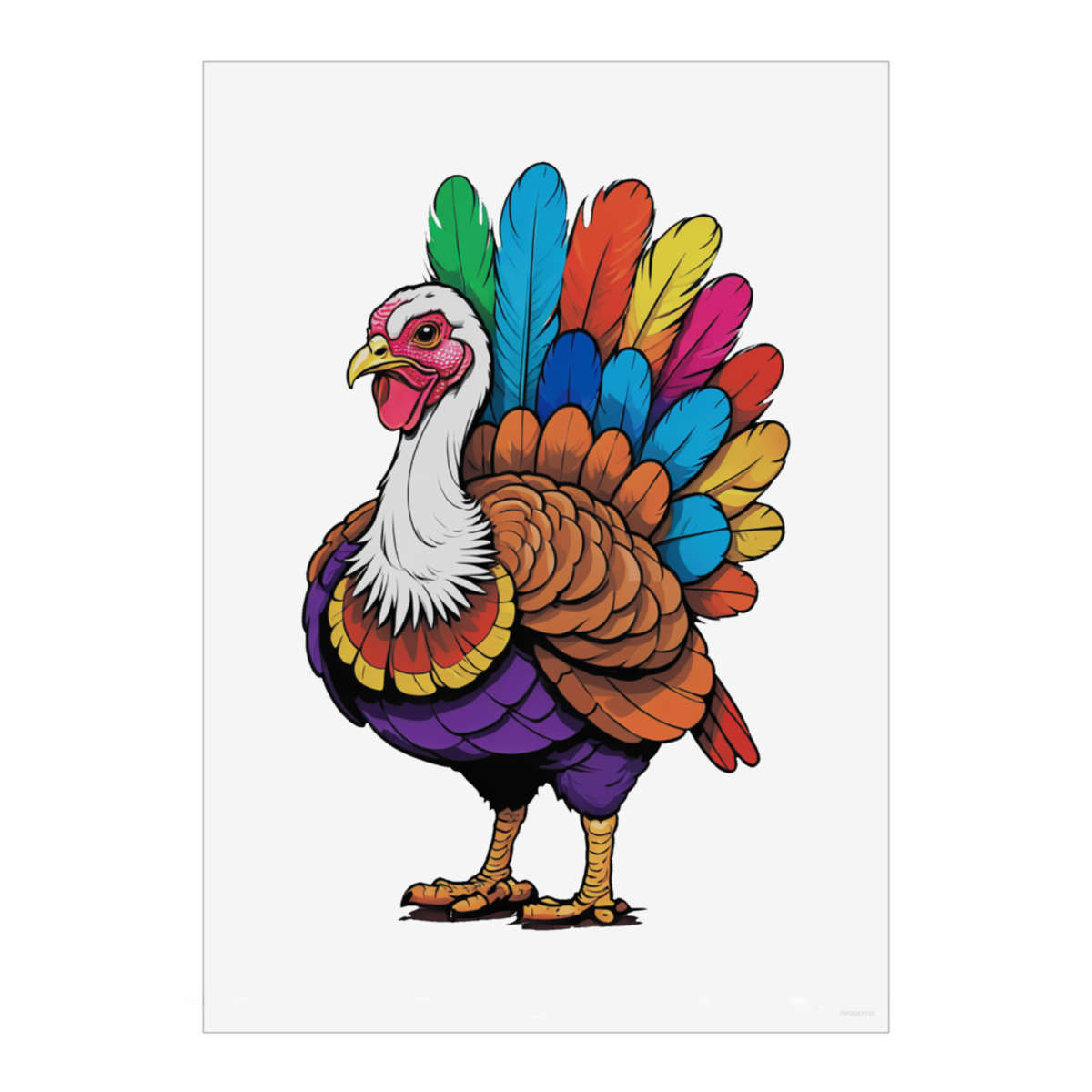'Turkey With Feathers' Wall Art Poster - A4 Portrait - Unframed Wall Art Print for Home Decor - 297mm / 11.7in (PP00267133)