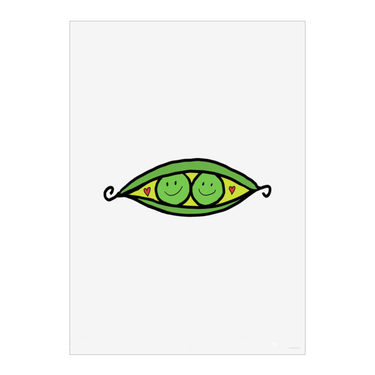 'Two Happy Peas in a Pod' Wall Art Poster - A4 Portrait - Unframed Wall Art Print for Home Decor - 297mm / 11.7in (PP00287579)