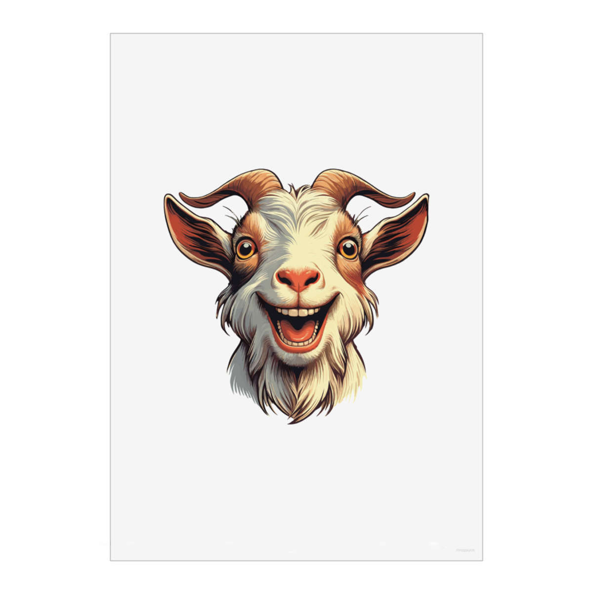 'Happy Goat Portrait' Wall Art Poster - A4 Portrait - Unframed Wall Art Print for Home Decor - 297mm / 11.7in (PP00290476)