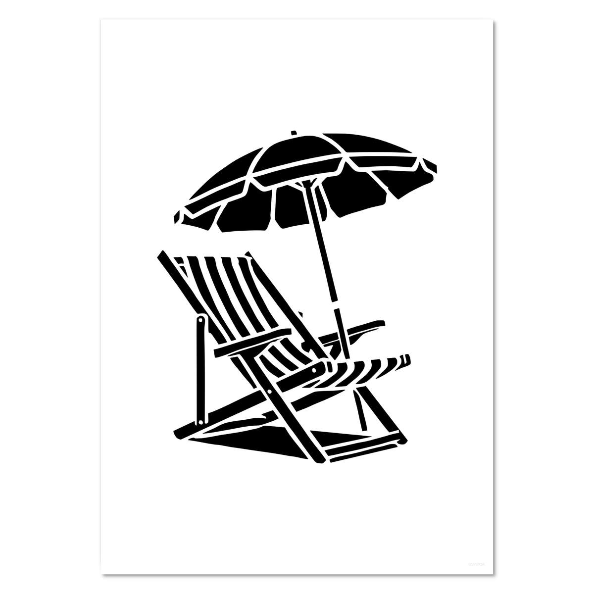 A4 'Deck Chair With Parasol' Wall Poster / Print (PP00307526)