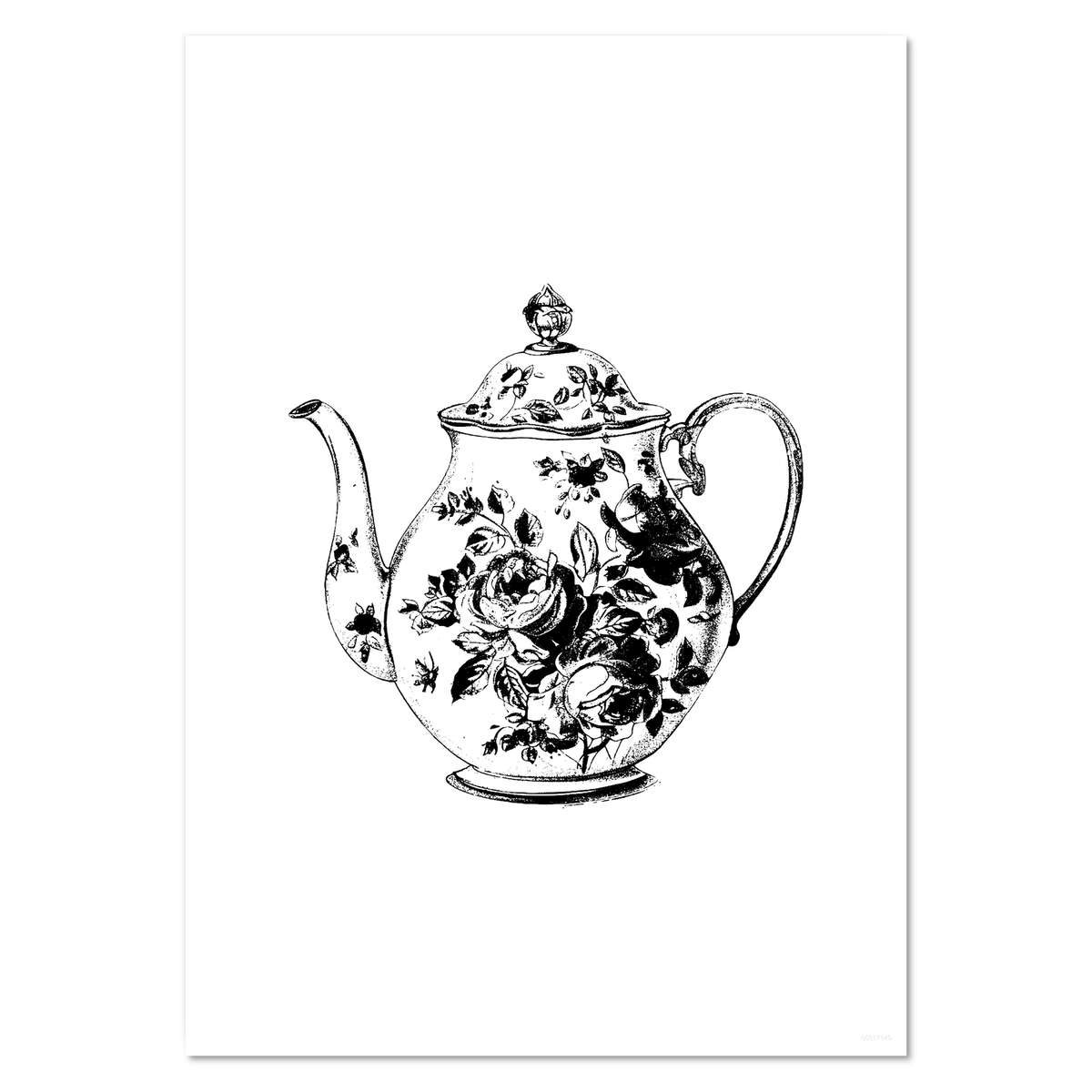 A4 'Vintage Floral Teapot' Wall Poster / Print (PP00317140)