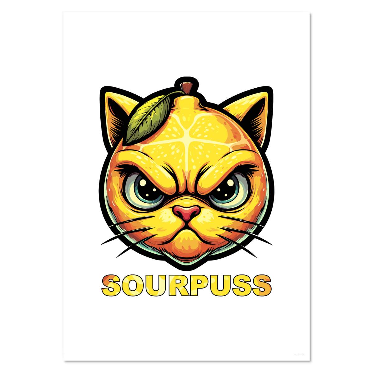 A4 'Lemon Sour Puss Cat' Wall Poster / Print (PP00320368)