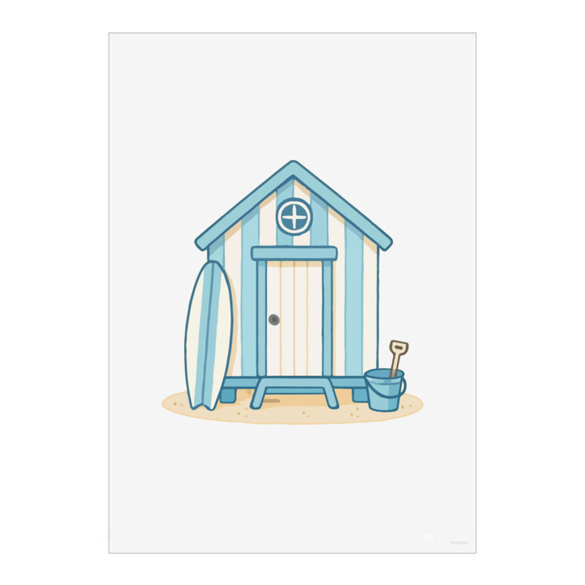 'Beach Hut' Wall Art Poster - A4 Portrait - Unframed Wall Art Print for Home Decor - 297mm / 11.7in (PP00324971)