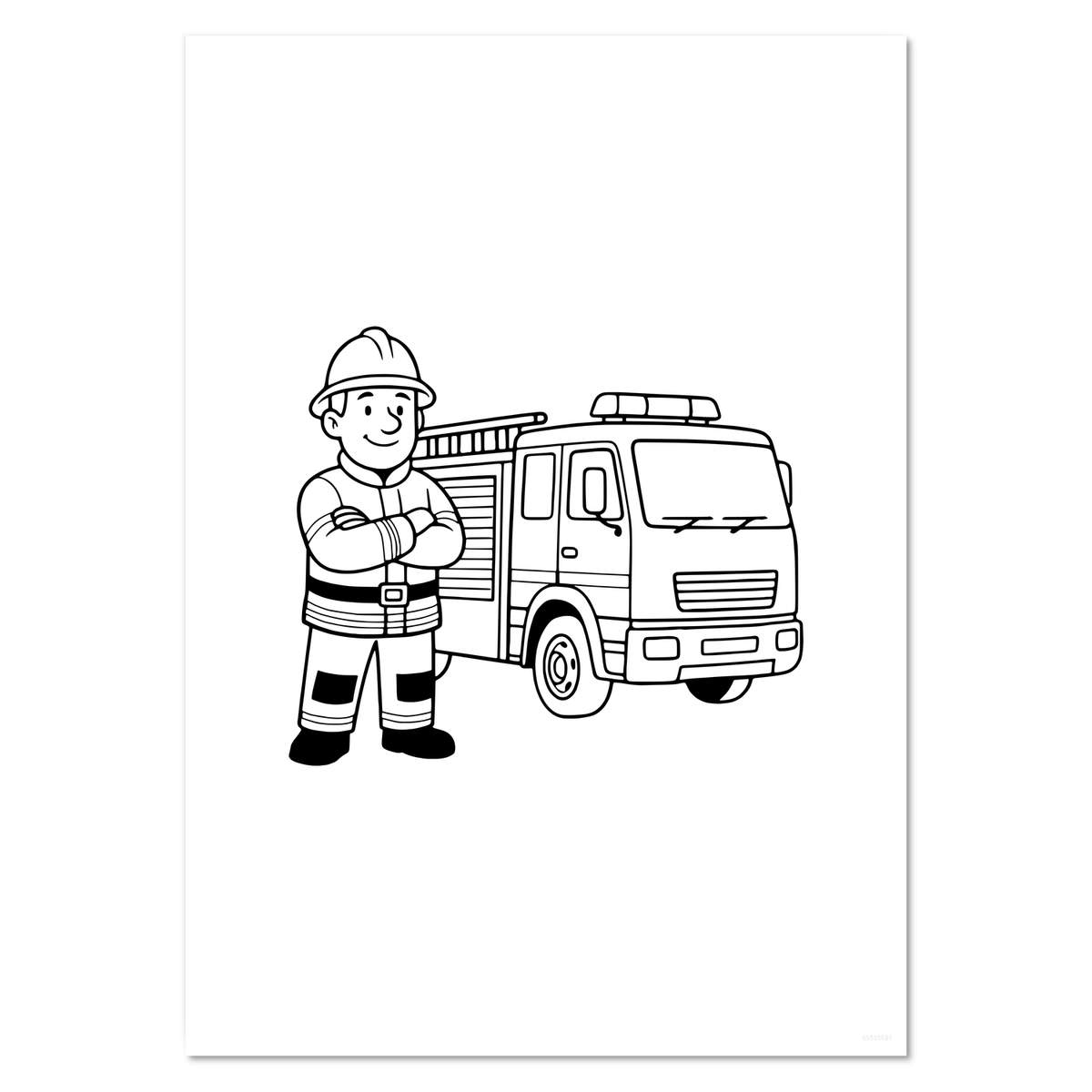 A4 'Fire Engine & Firefighter' Wall Poster / Print (PP00335621)
