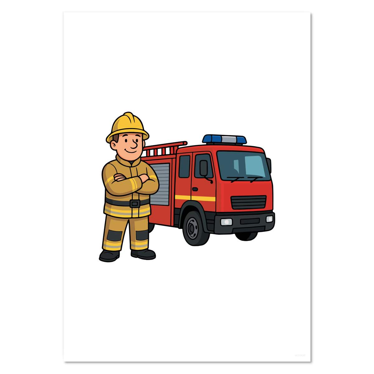 A4 'Fire Engine & Firefighter' Wall Poster / Print (PP00335627)