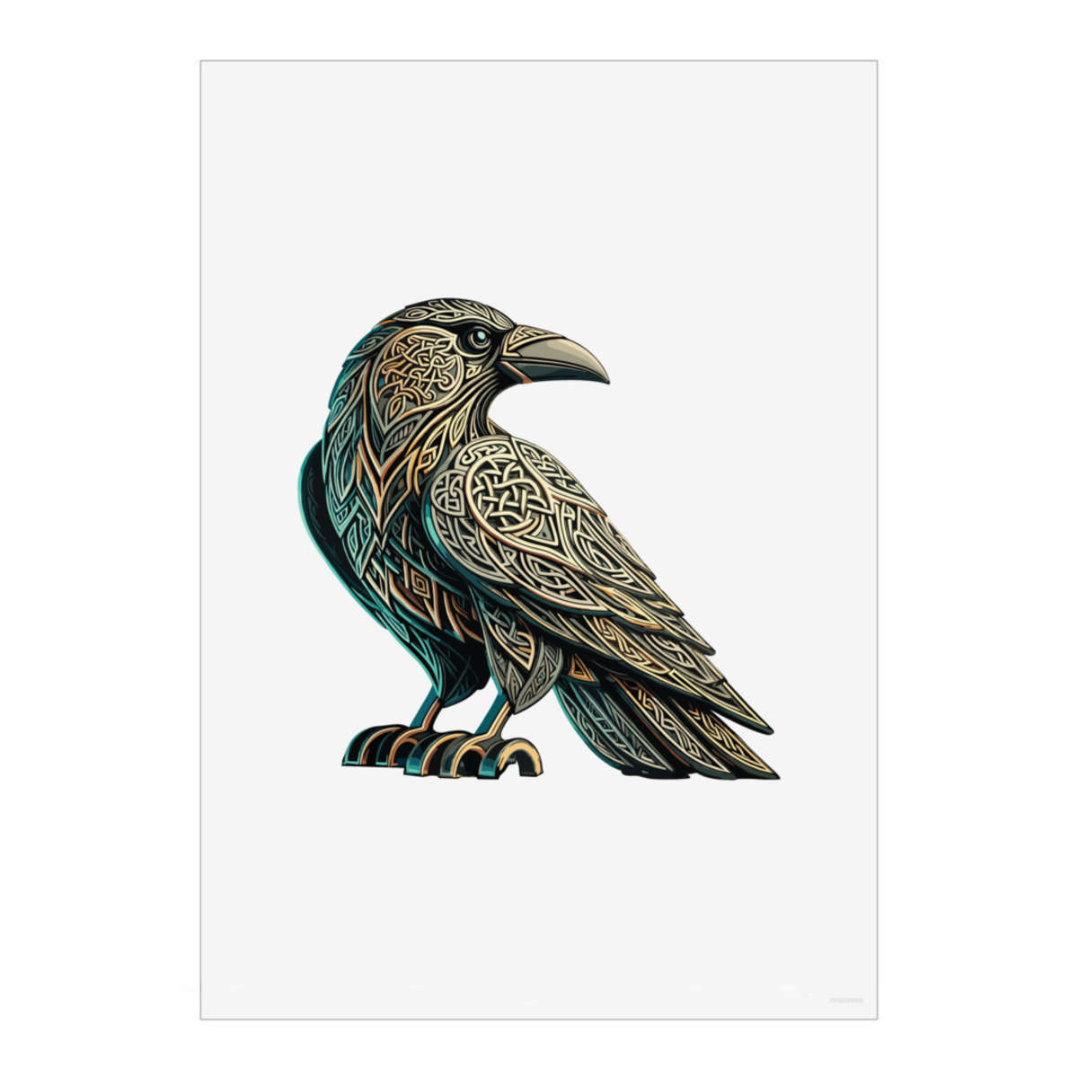 'Stylised Celtic Raven' Wall Art Poster - A4 Portrait - Unframed Wall Art Print for Home Decor - 297mm / 11.7in (PP00345060)