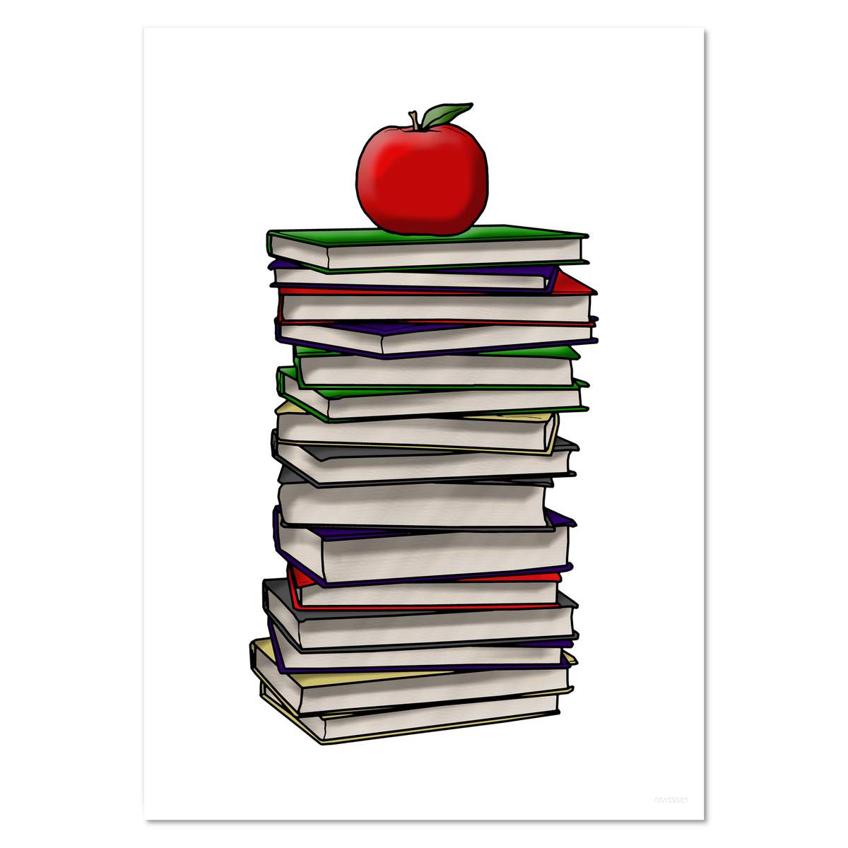 'Apple On Book Stack' Wall Posters / Prints (PP030397)