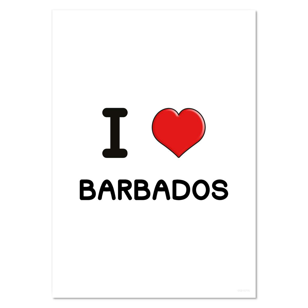 'I Love Barbados' Wall Posters / Prints (PP032683)