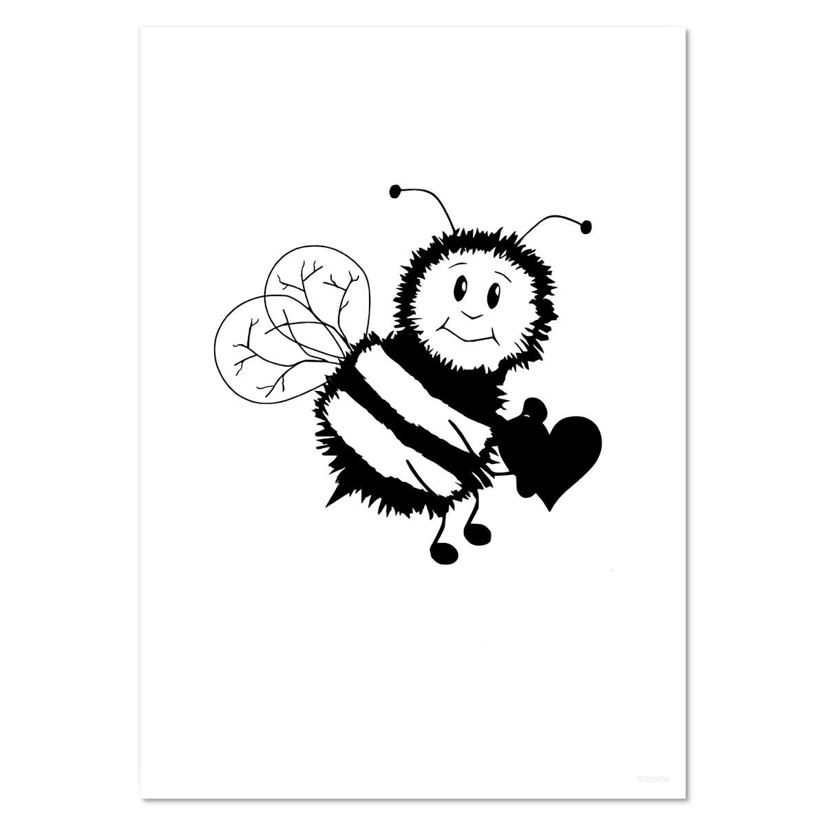 'Black and White Cartoon Bee' Wall Posters / Prints (PP038433)