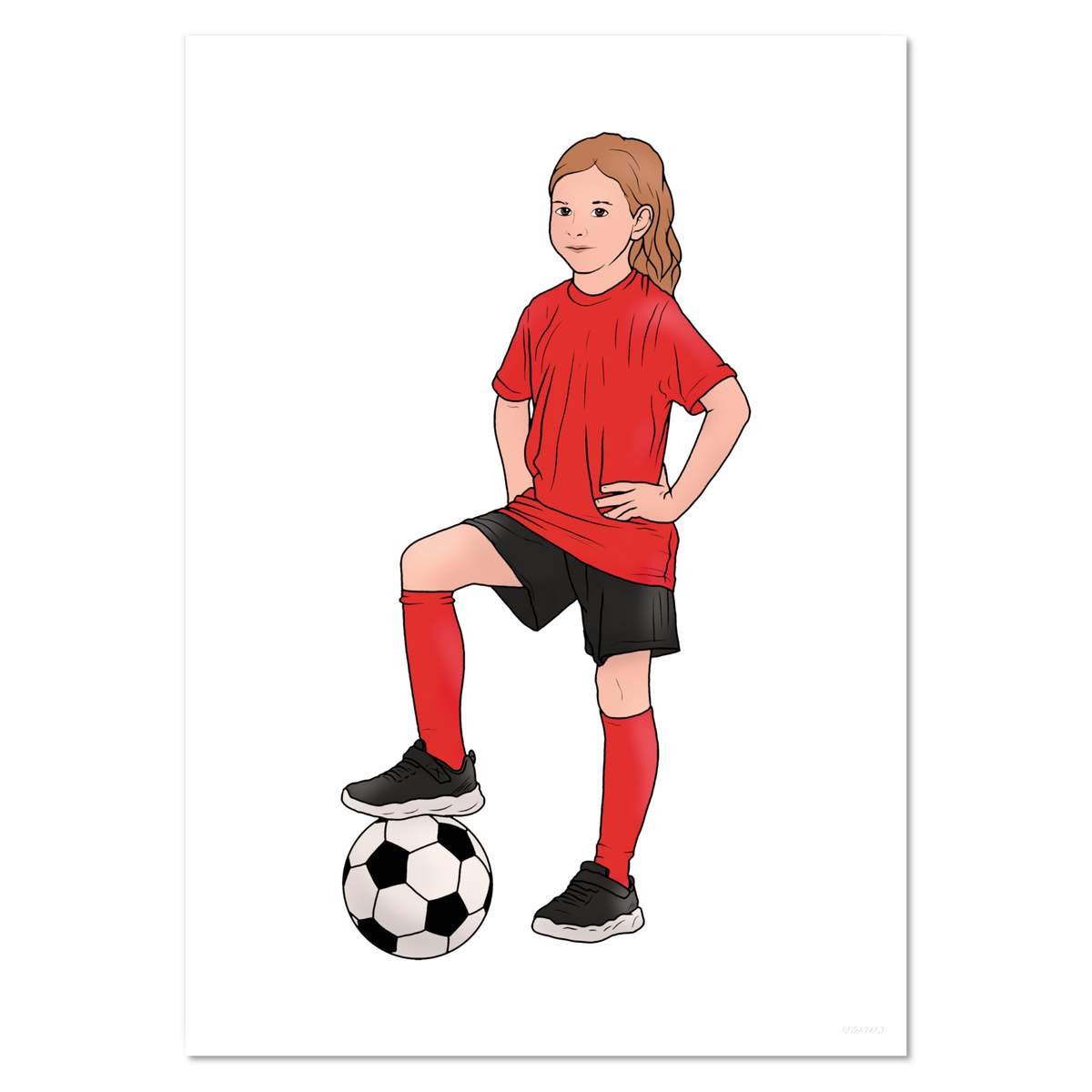 'Football Girl Red Uniform' Wall Posters / Prints (PP041032)