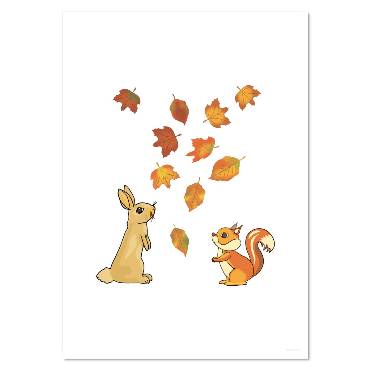 'Forest Creatures Watching Falling Leaves' Wall Posters / Prints (PP041688)