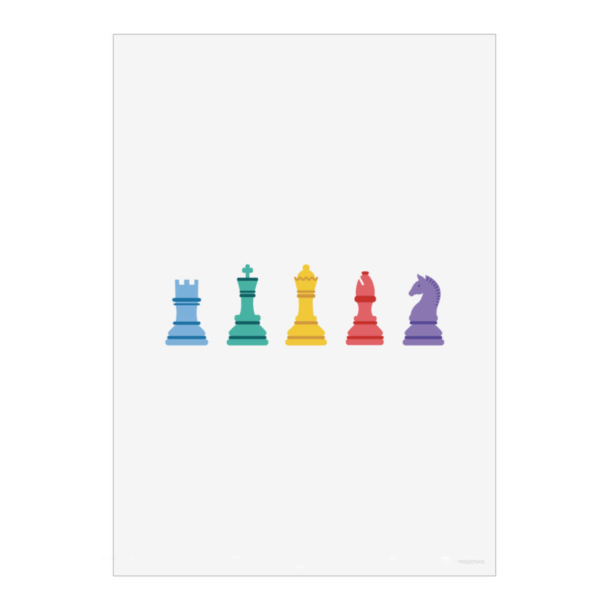 'Rainbow Chess Pieces' Unframed Wall Art Poster - Decorative Print for Home Decor (PP046688)