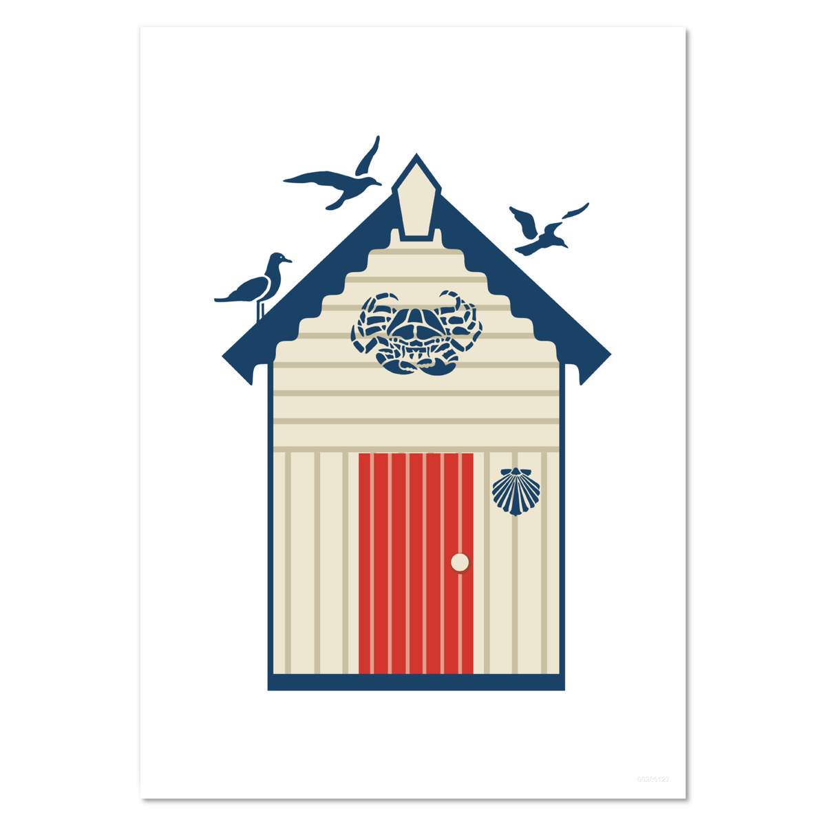 'Beach Hut With Sea Gulls' Wall Posters / Prints (PP048773)
