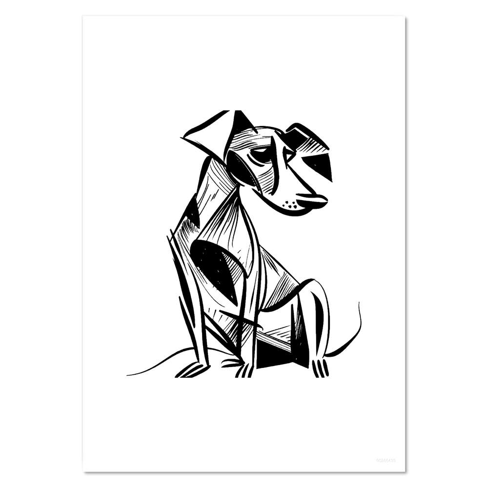 'Minimalist Artsy Dog Sitting' Wall Posters / Prints (PP048825)