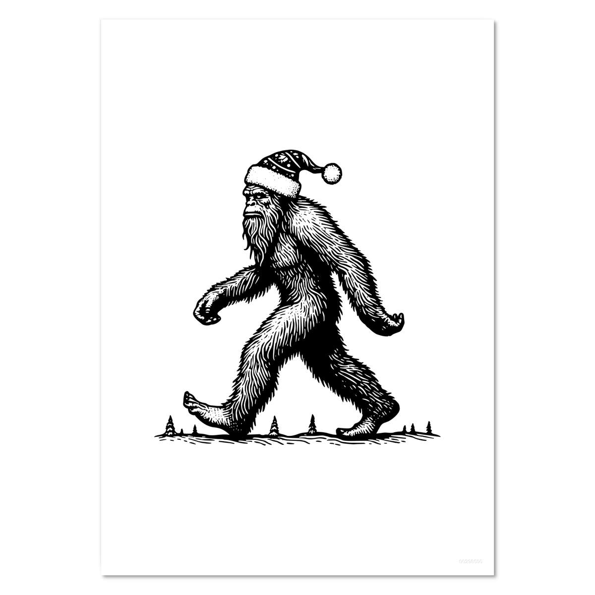 'Bigfoot Wearing Santa Hat' Wall Posters / Prints (PP051061)
