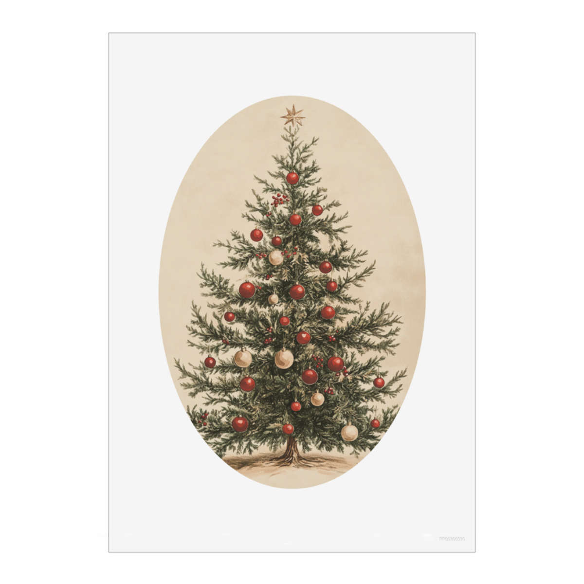 'Vintage Christmas Tree' Wall Art Poster - A5 Portrait - Unframed Wall Art Print for Home Decor - 210mm / 8.3in (PP00300330)