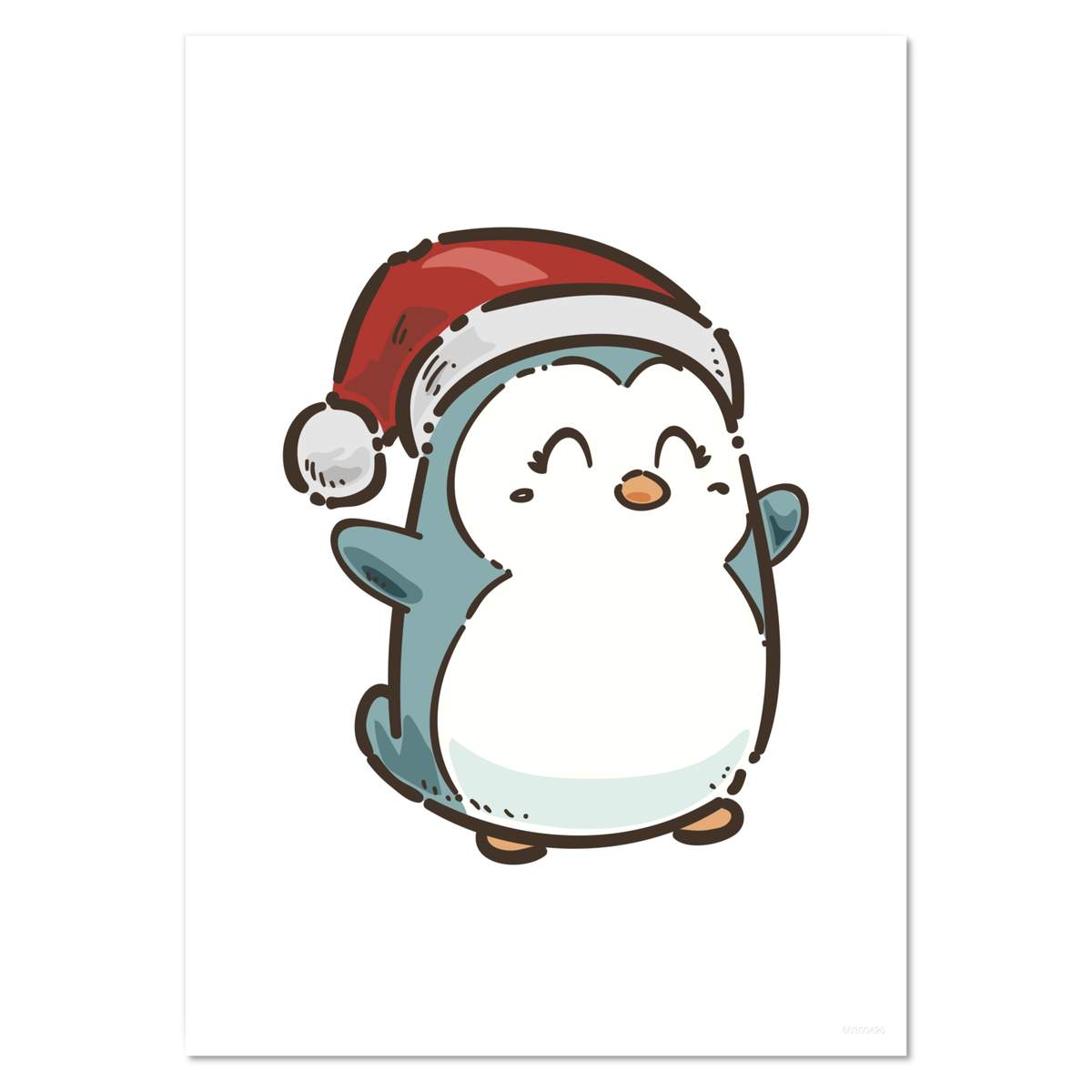 'Kawaii Penguin In Red Hat' Wall Posters / Prints (PP051386)