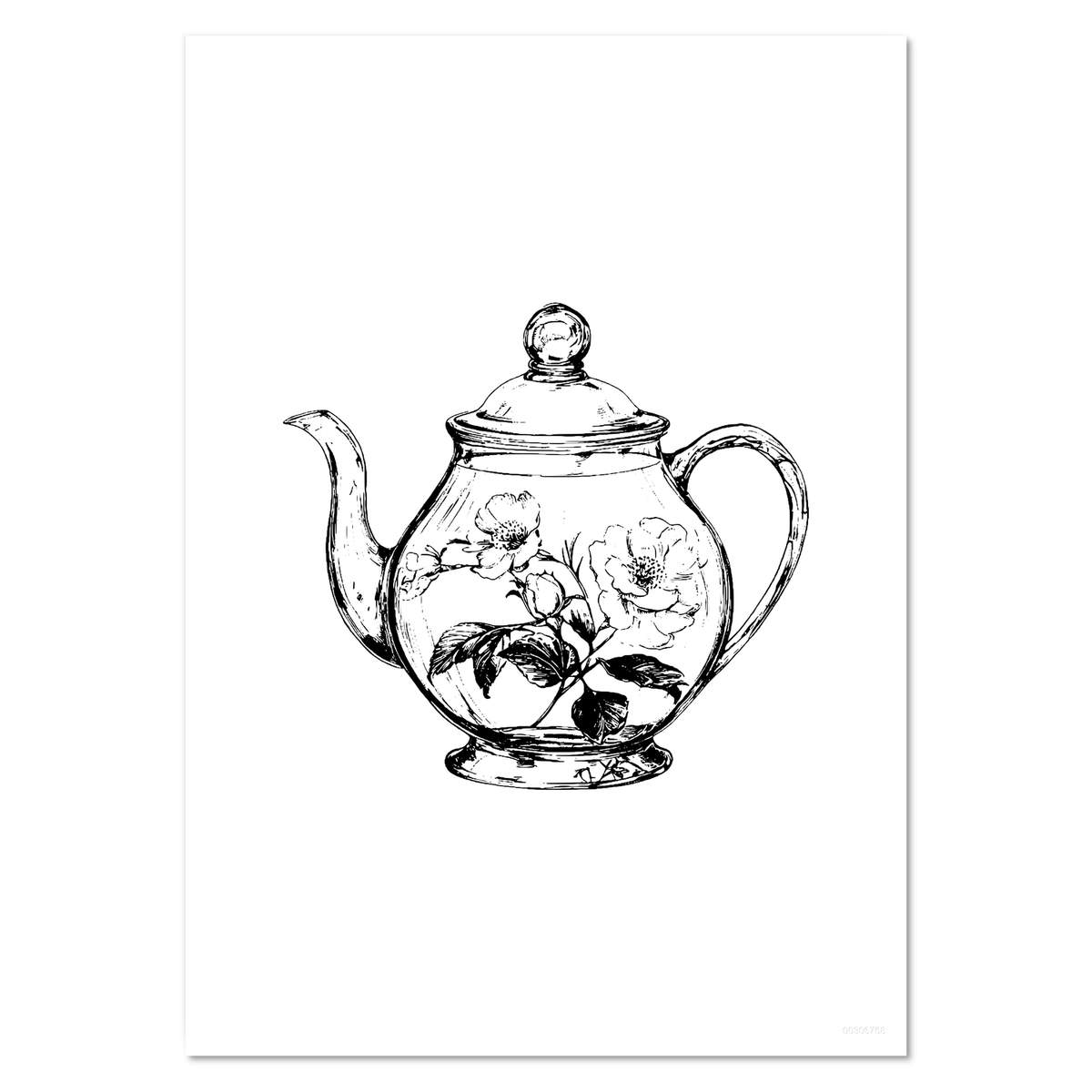 'Floral Teapot' Wall Posters / Prints (PP052474)