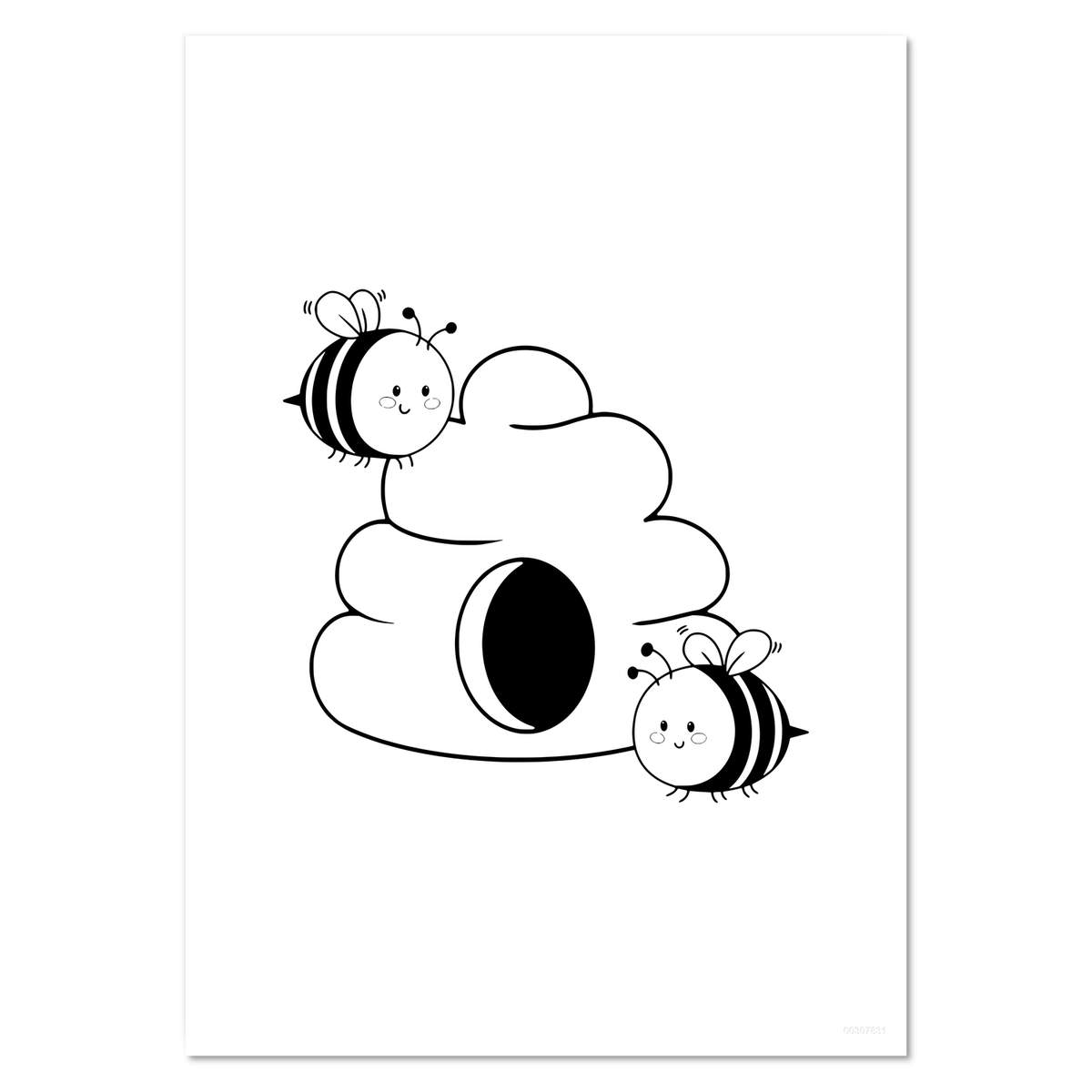 'Cute Bees & Hive' Wall Posters / Prints (PP052670)