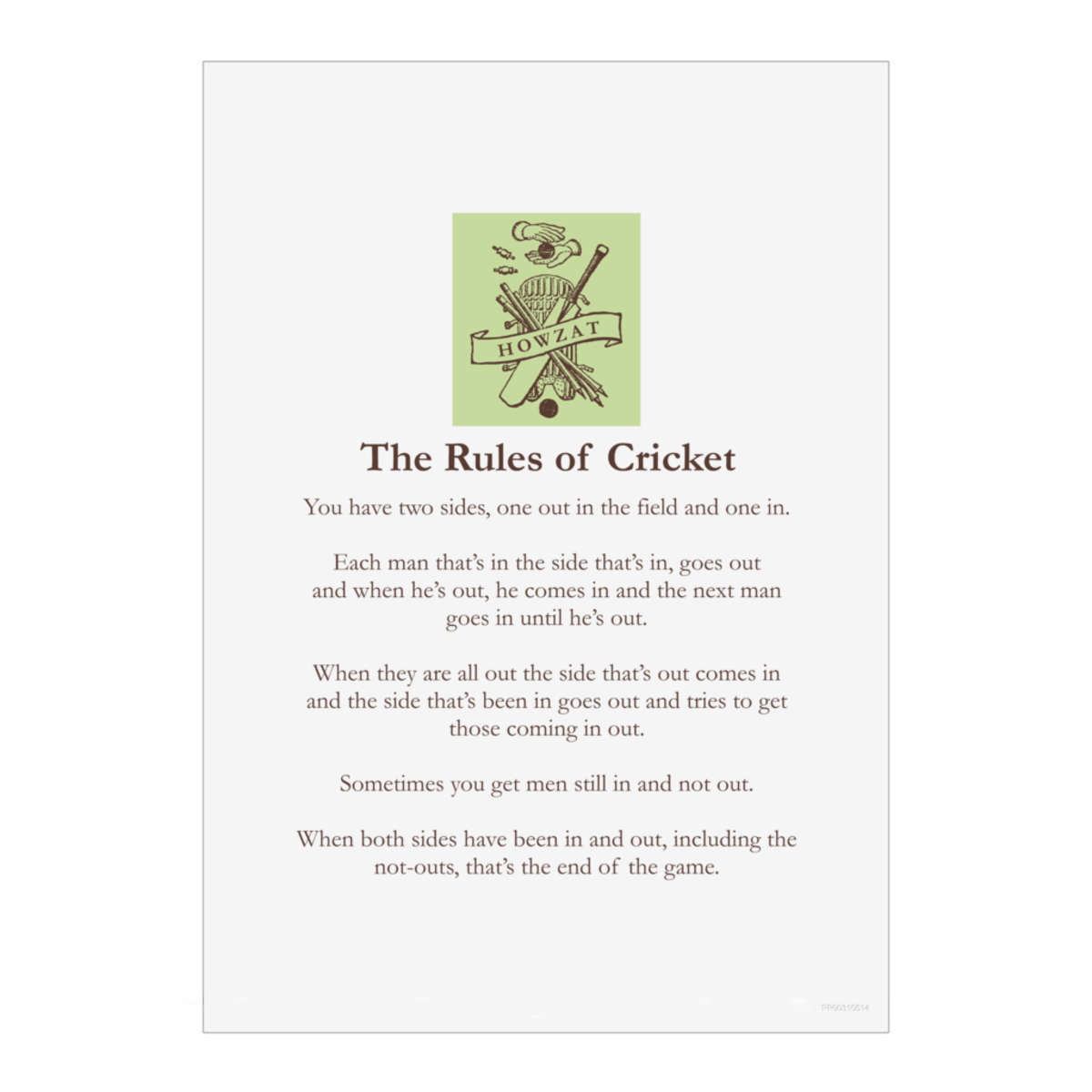 'The Rules Of Cricket' Wall Art Poster Print -  Unframed Artwork for Home Decor (PP053133)