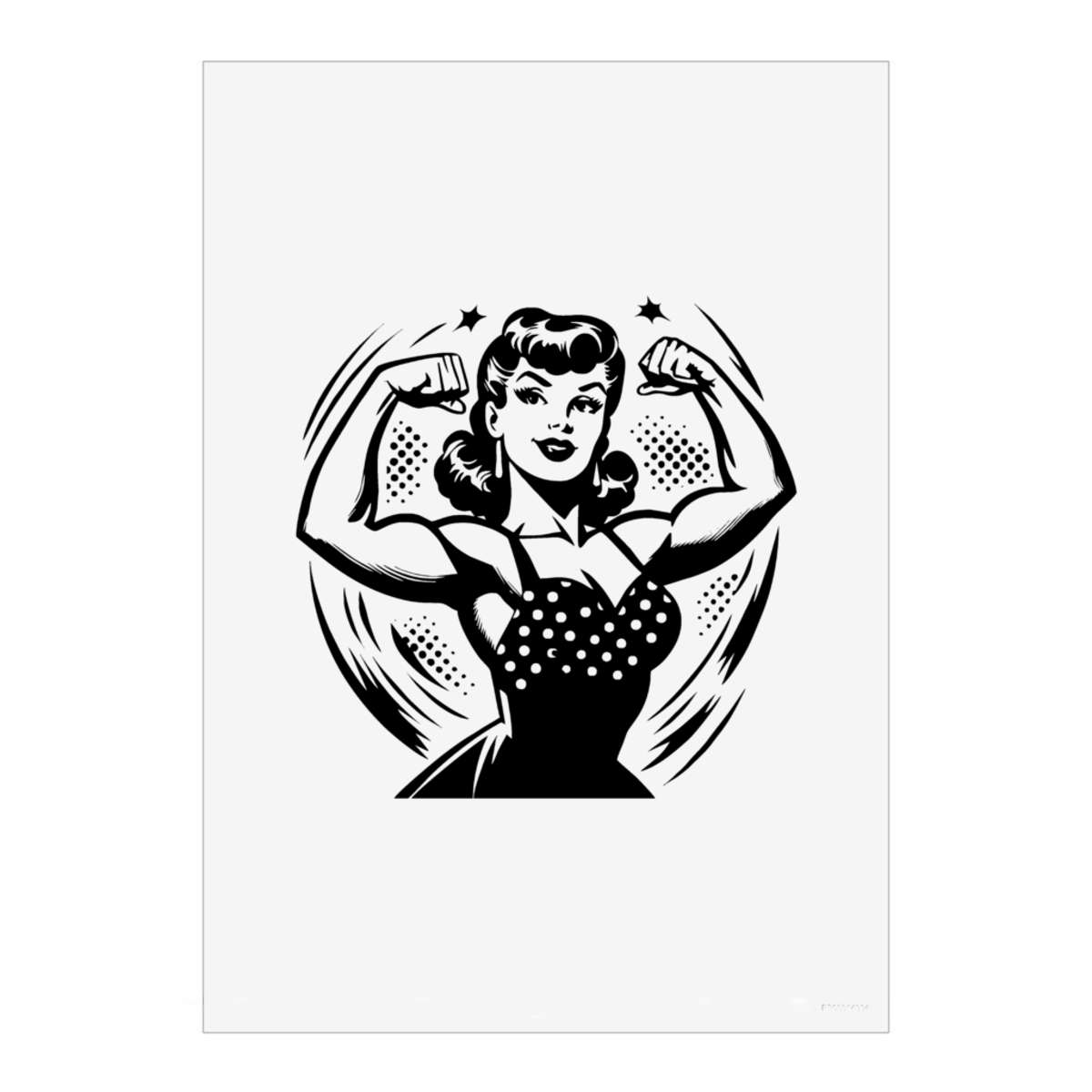 'Retro Strong Woman' Wall Art Poster Print -  Unframed Artwork for Home Decor (PP053794)