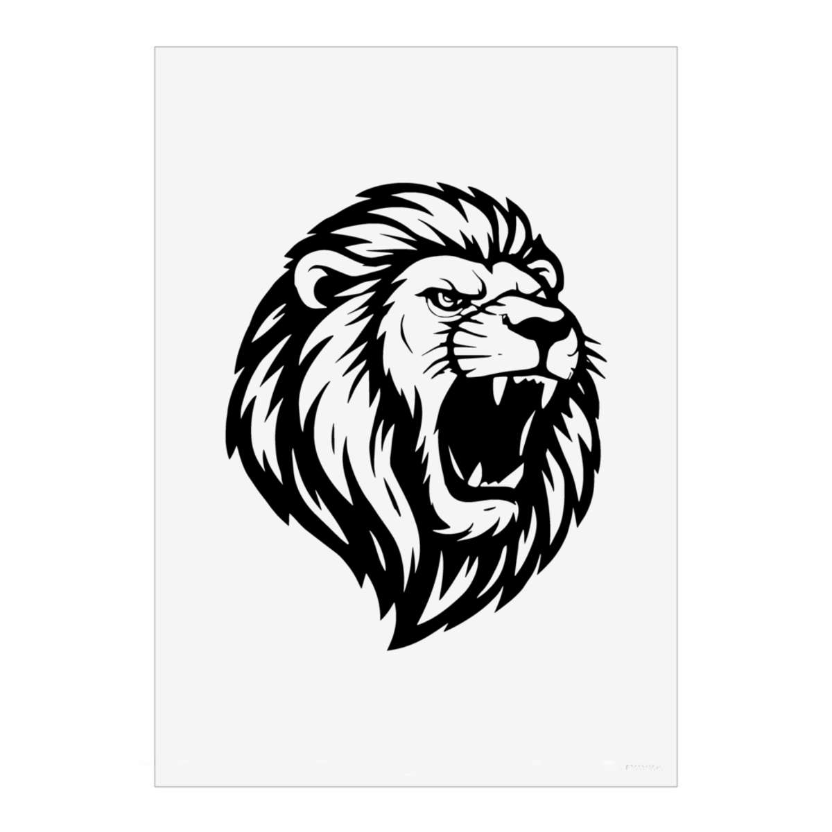 'Powerful Roaring Lion' Unframed Wall Art Poster - Decorative Print for Home Decor (PP054451)