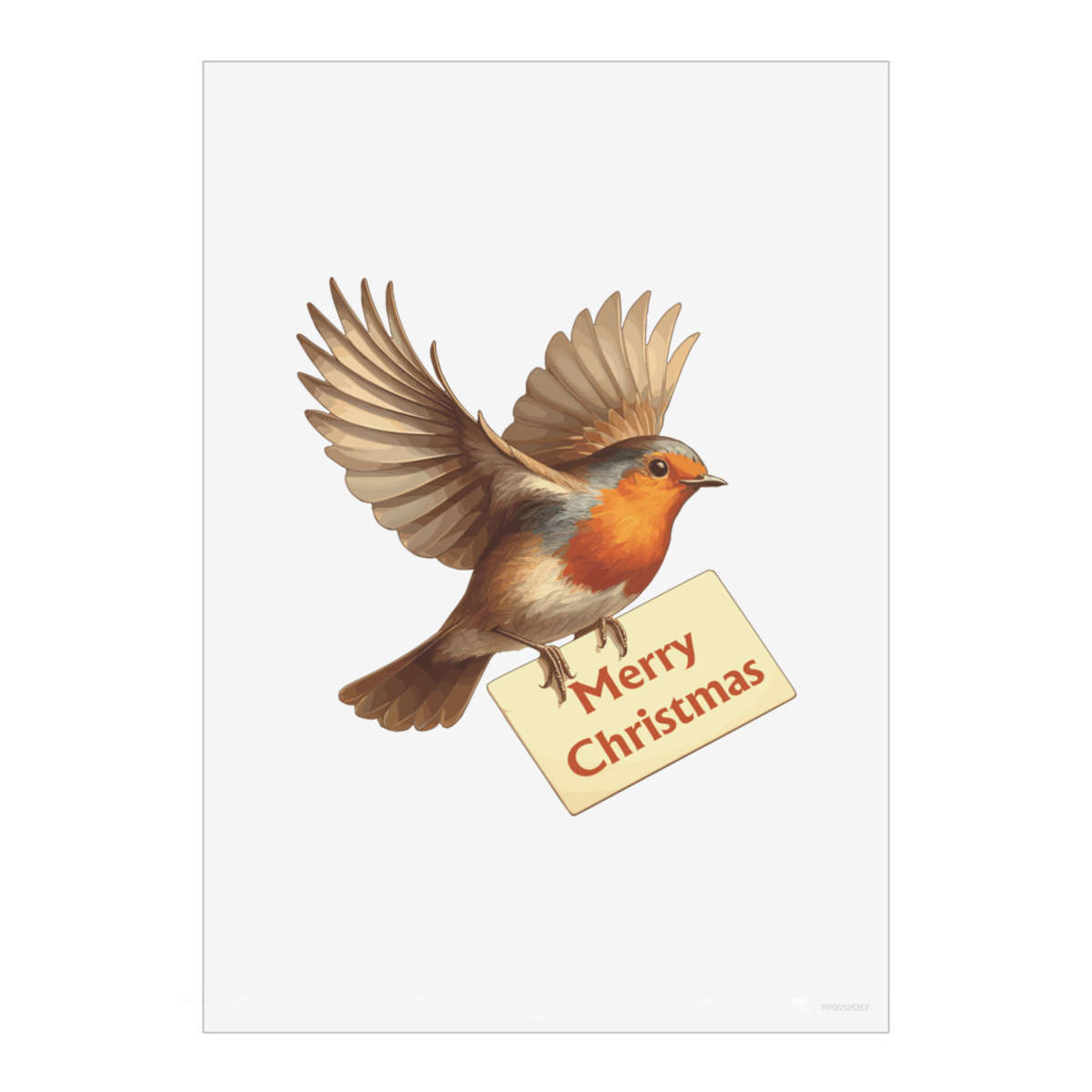 'Merry Christmas Robin' Unframed Wall Art Poster - Decorative Print for Home Decor (PP055894)