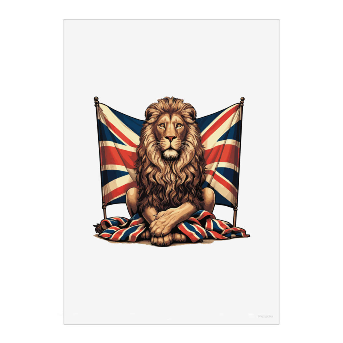 'Proud Lion & Union Jack' Unframed Wall Art Poster - Decorative Print for Home Decor (PP055974)
