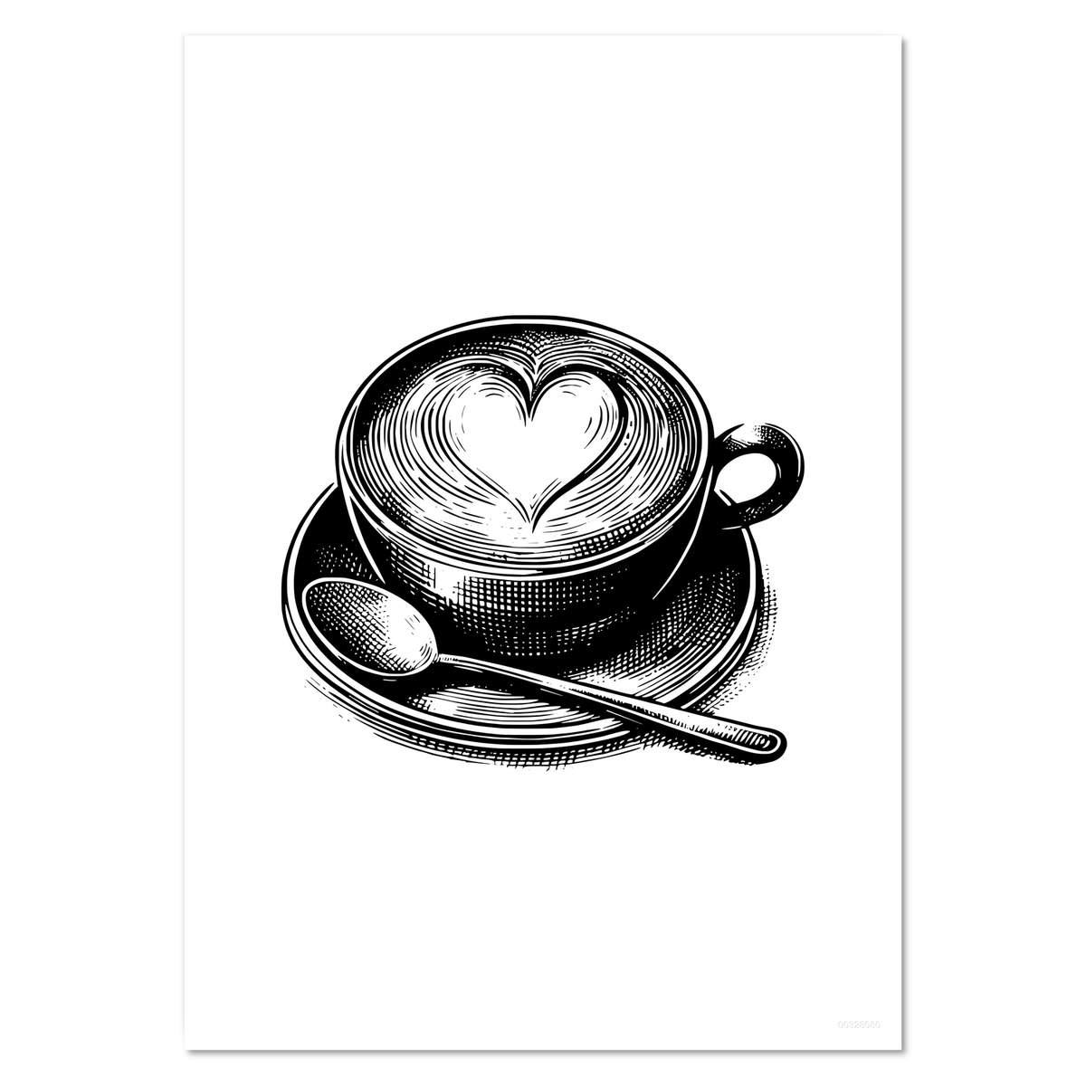 'Cappuccino Coffee With Heart' Wall Posters / Prints (PP056231)