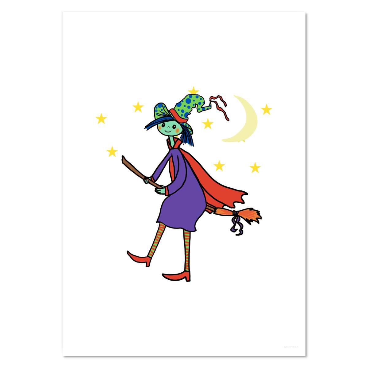 'Witch Flying In Night Sky' Wall Posters / Prints (PP056948)