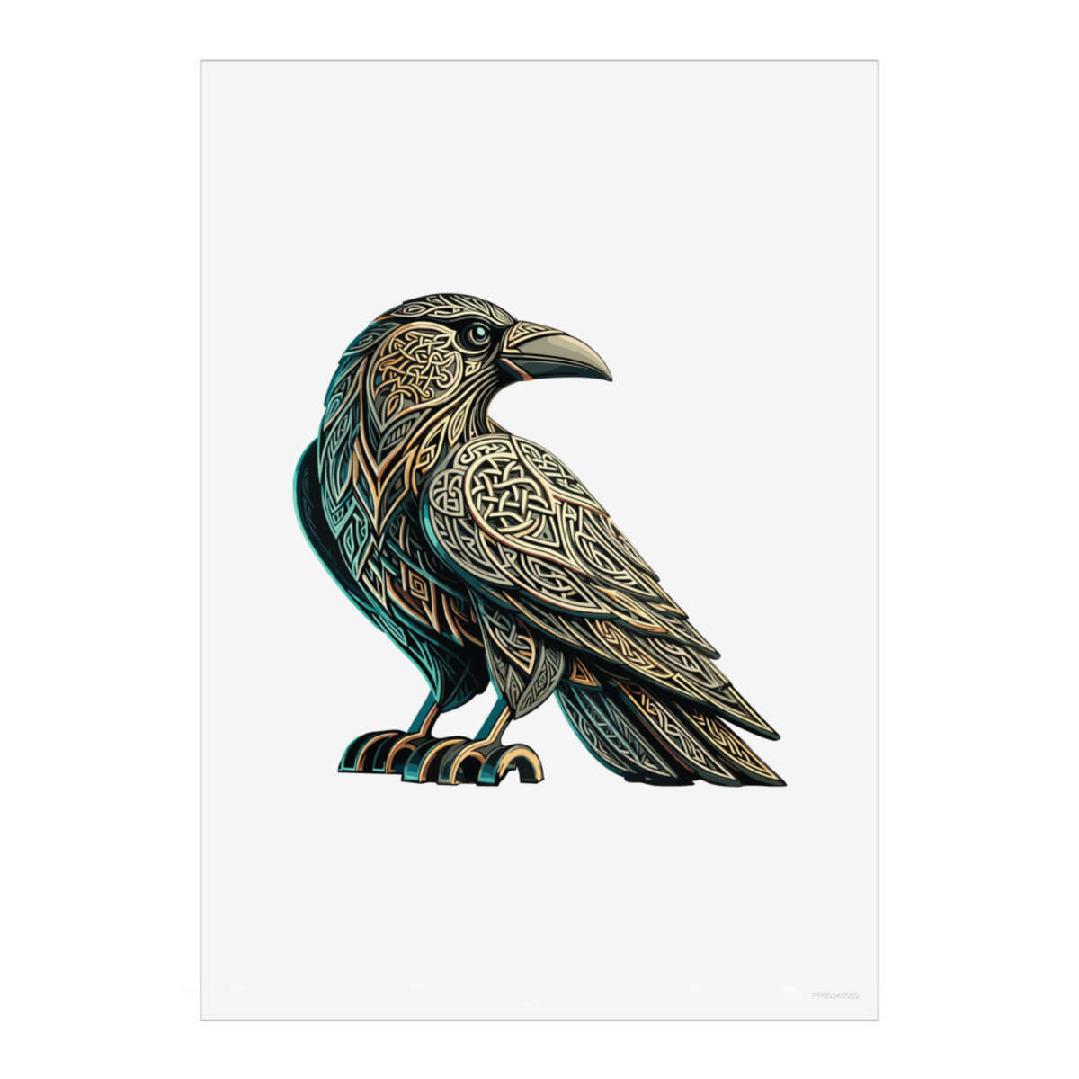 'Stylised Celtic Raven' Unframed Wall Art Poster - Decorative Print for Home Decor (PP059387)