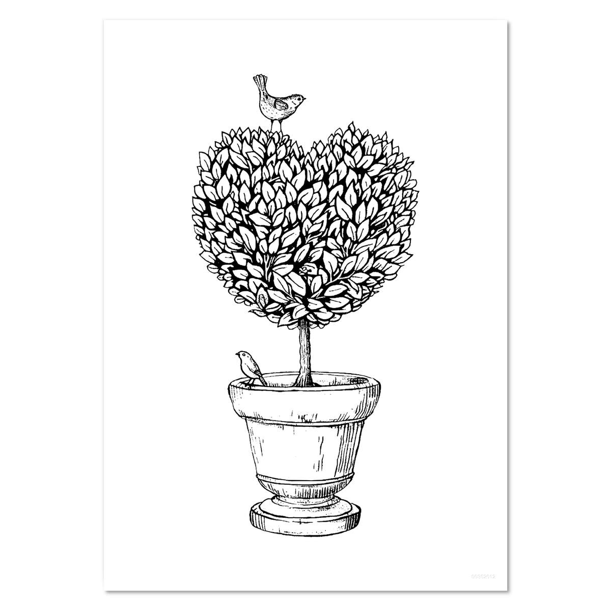 'Vintage Heart Shaped Topiary' Wall Posters / Prints (PP060901)