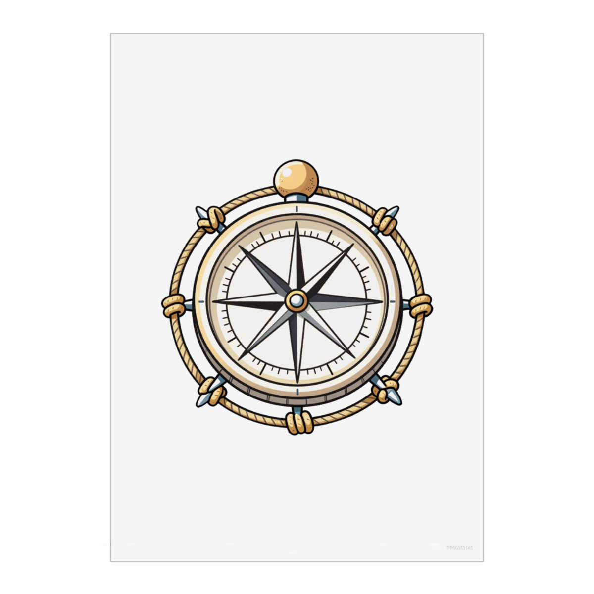 'Compass & Rope Knots' Unframed Wall Art Poster - Decorative Print for Home Decor (PP061180)