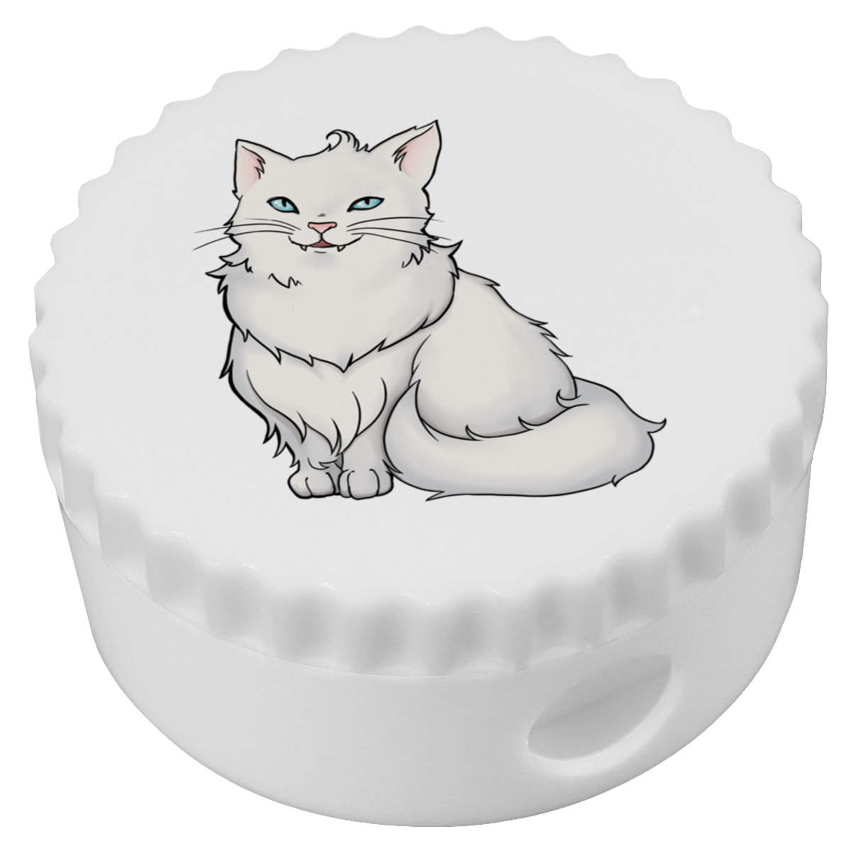 'Fluffy White Cat' Compact Pencil Sharpener (PS00023903)