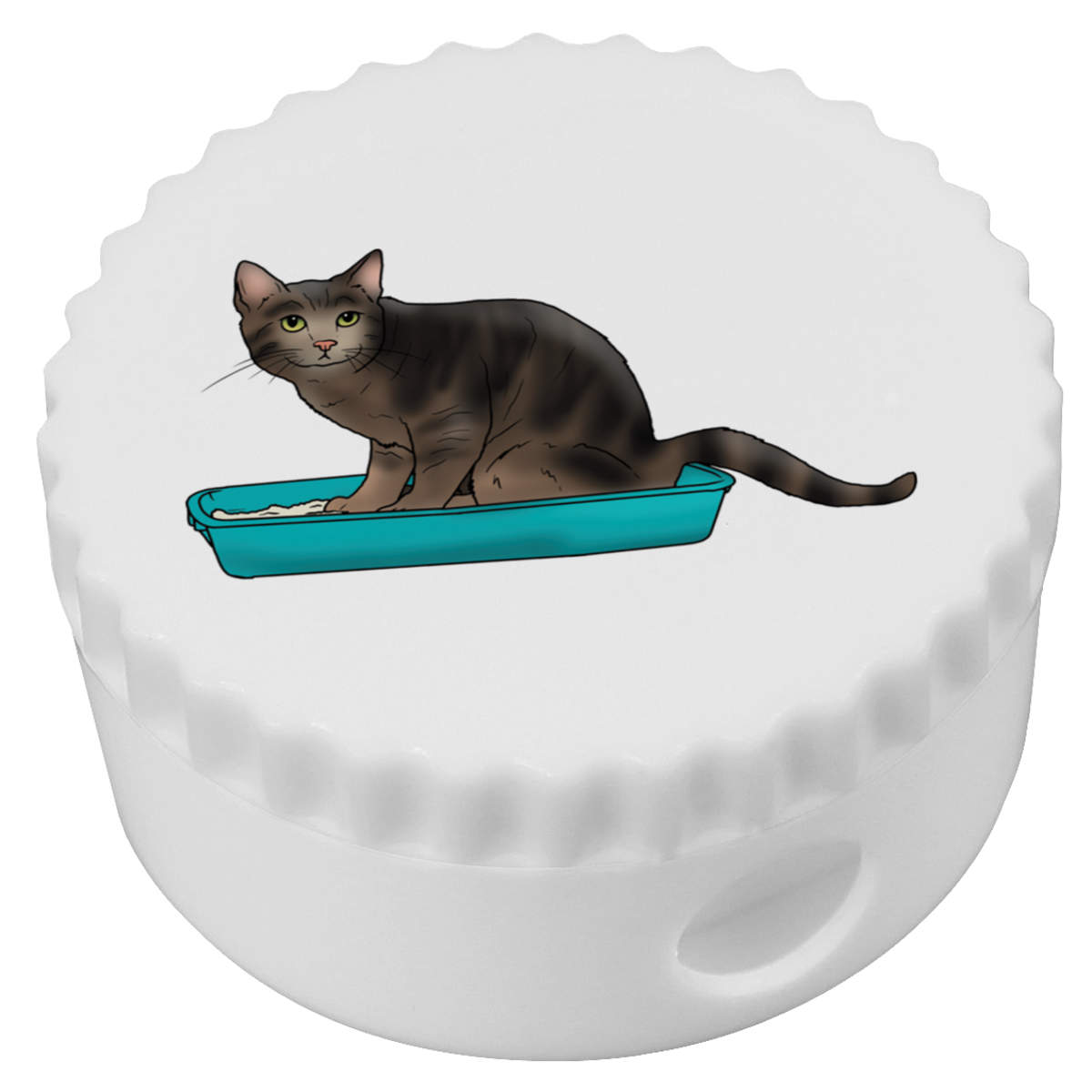 'Cat Using Litter Tray' Compact Pencil Sharpener (PS00034496)