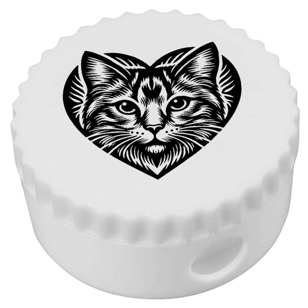 'Heart Shaped Cat Face' Compact Pencil Sharpener (PS00040196)