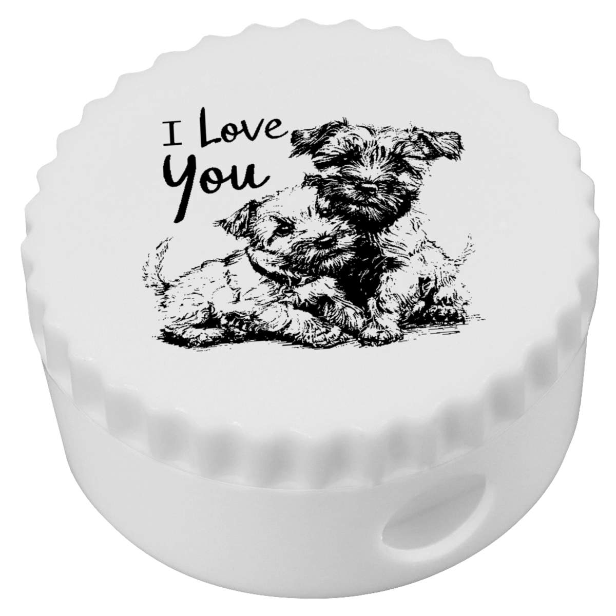 'I Love You with Two Scottish Terrier Puppies' Compact Pencil Sharpener (PS00040329)
