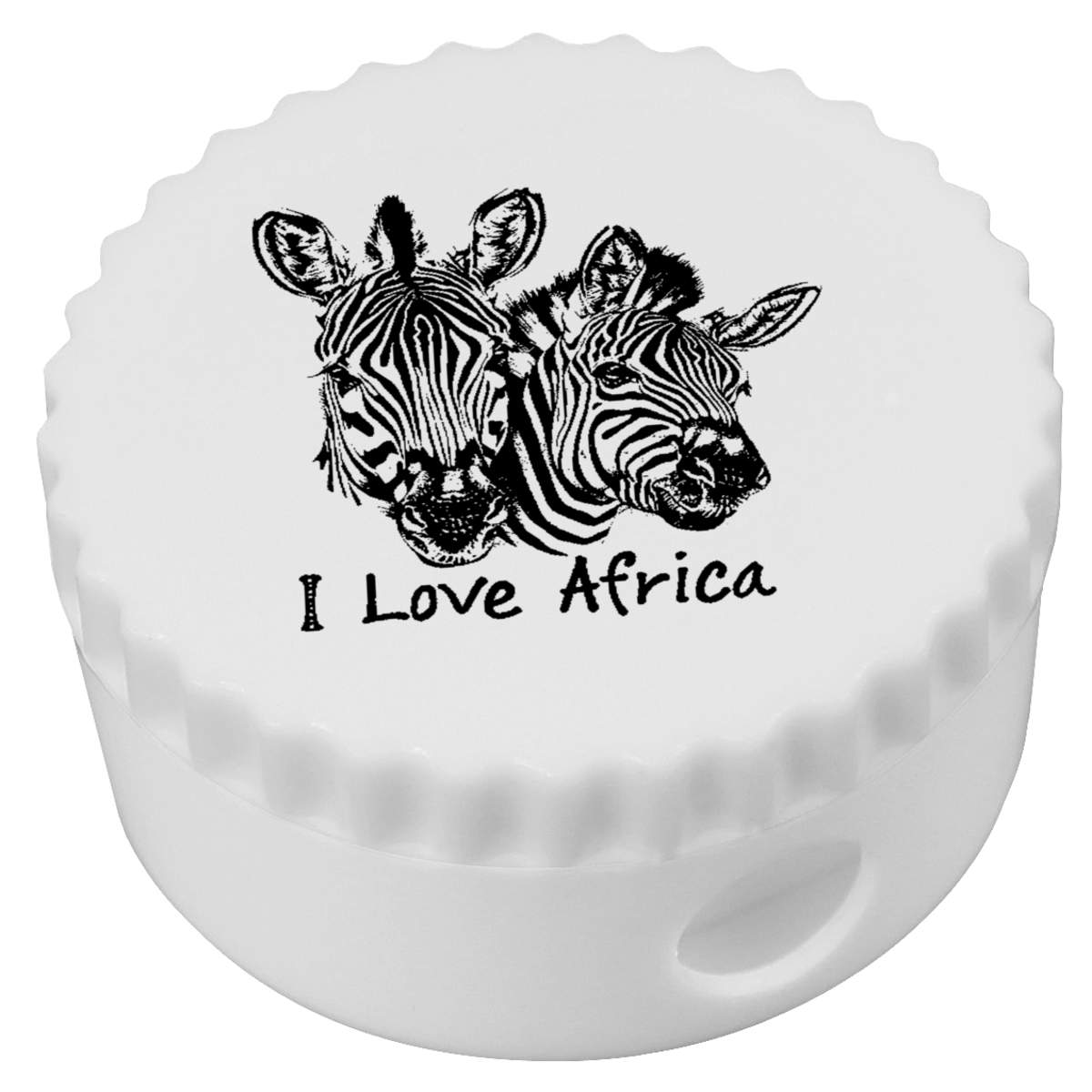 'I Love Africa with Two Zebras' Compact Pencil Sharpener (PS00040335)