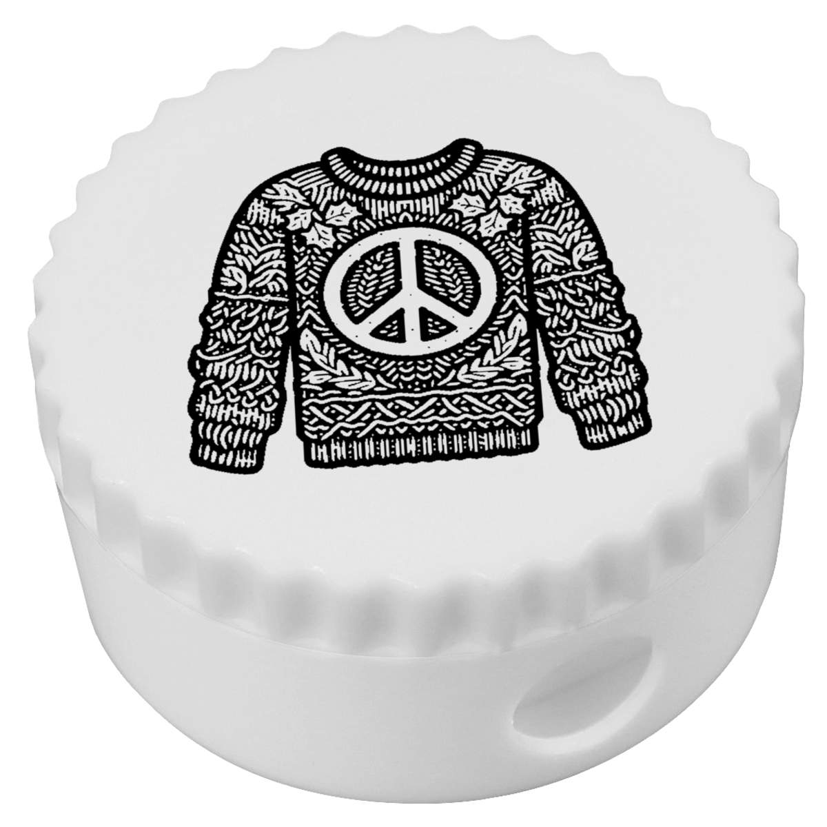 'Christmas Jumper with Peace Symbol' Compact Pencil Sharpener (PS00041752)