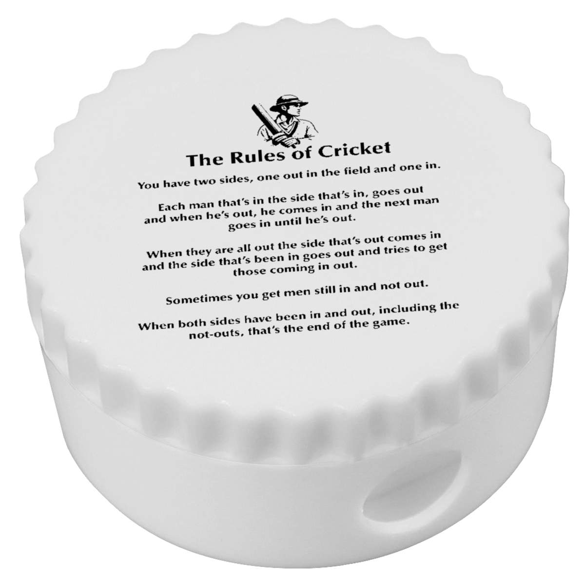 'Funny Cricket Rules' Compact Pencil Sharpener (PS00042251)