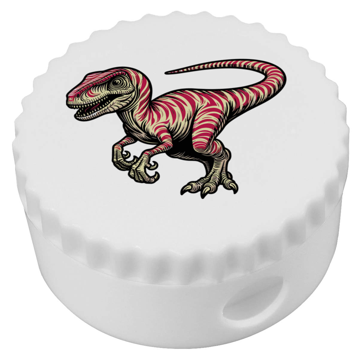 'Velociraptor With Pink Stripes' Compact Pencil Sharpener (PS00043087)