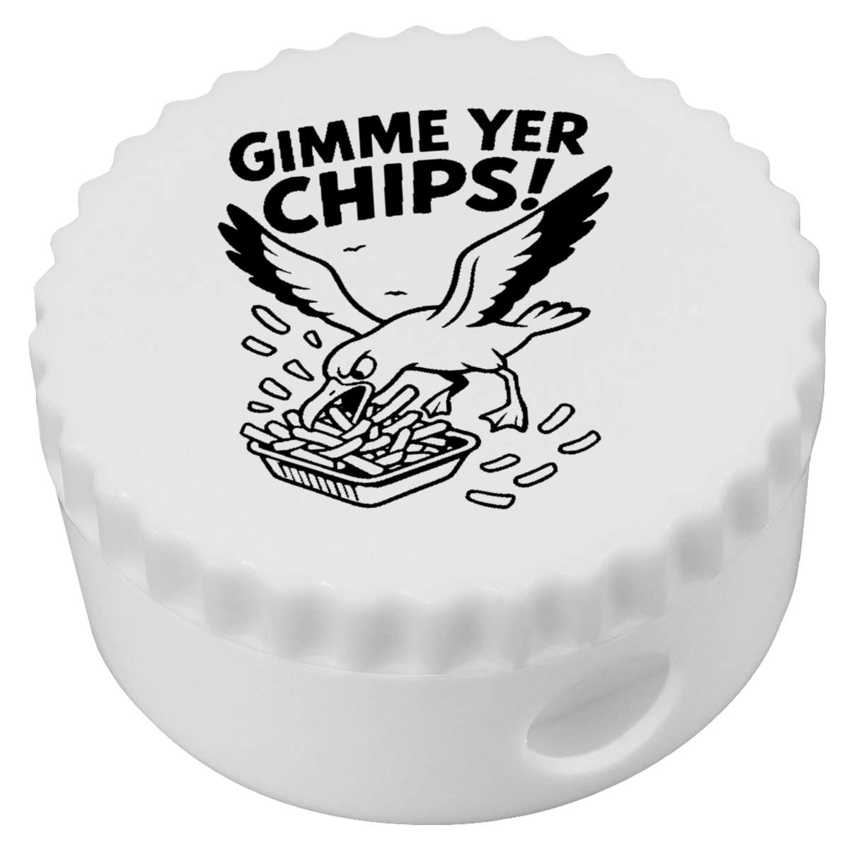 'Gimme Your Chips Seagull' Compact Pencil Sharpener (PS00048713)