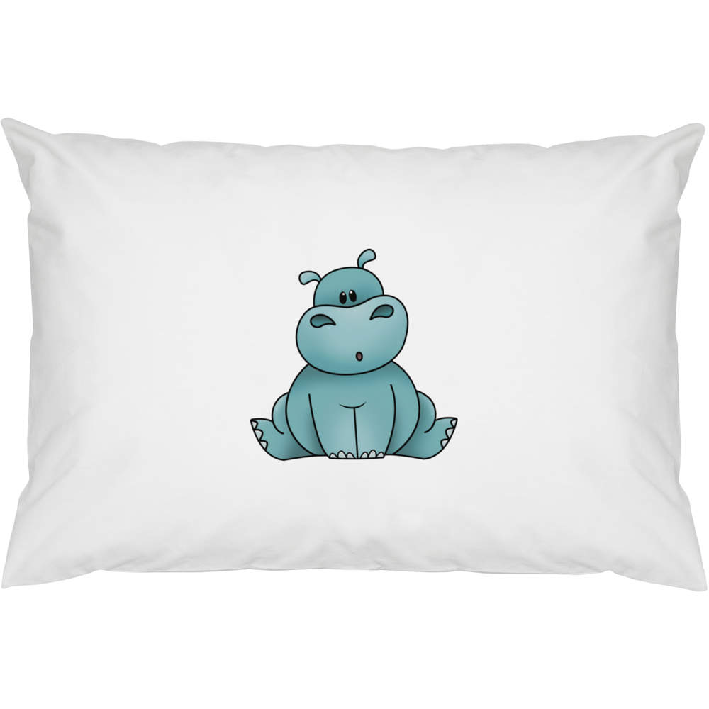 2 x 'Sitting Hippo' Cotton Pillow Cases (PW00022828)