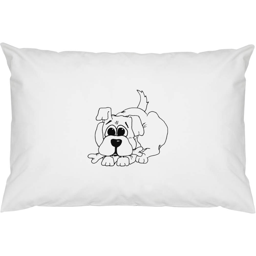 2 x 'Dog With Bone' Cotton Pillow Cases (PW00023818)