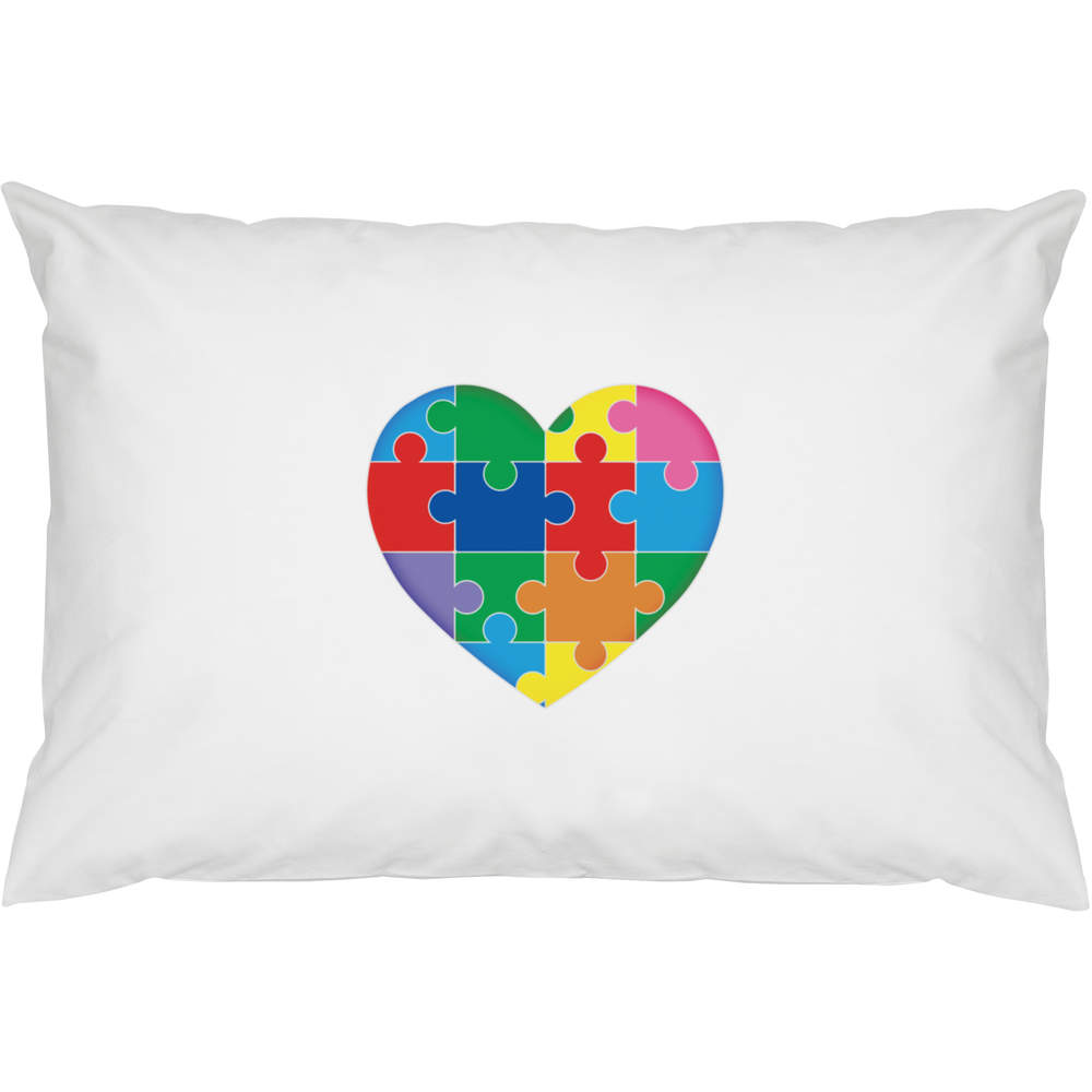 2 x 'Autism Jigsaw Piece Heart' Cotton Pillow Cases (PW00027909)