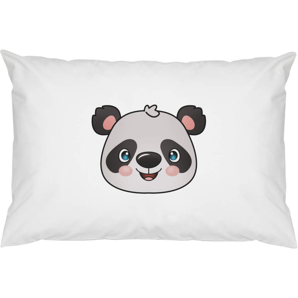 2 x 'Happy Panda Face' Cotton Pillow Cases (PW00030339)
