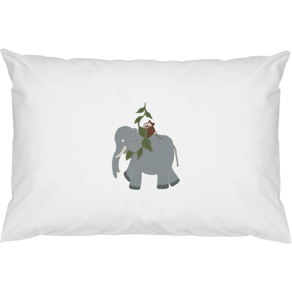 2 x 'Elephant and monkey ' Cotton Pillow Cases (PW00030418)