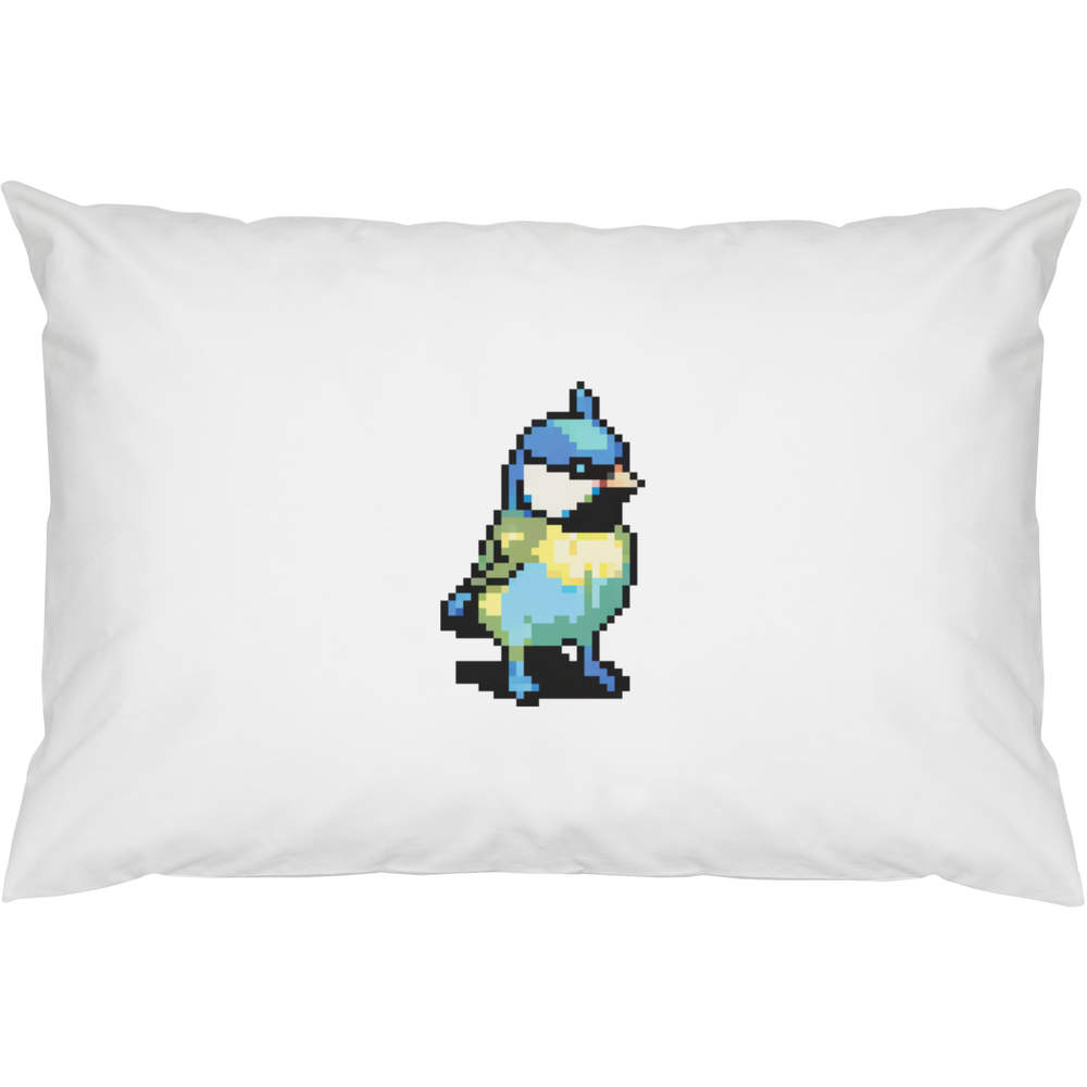 2 x 'Blue Bird Pixel Art' Cotton Pillow Cases (PW00033292)