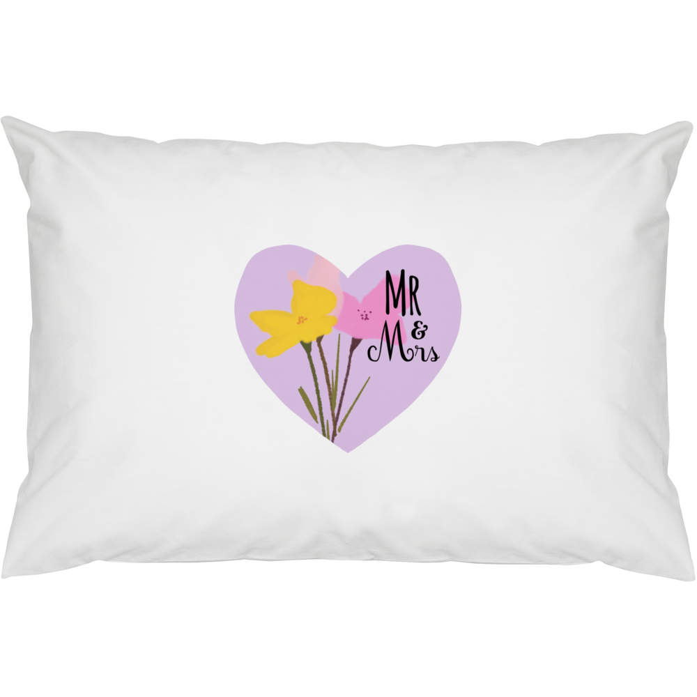 2 x 'Mr and Mrs Love Heart' Cotton Pillow Cases (PW00035027)