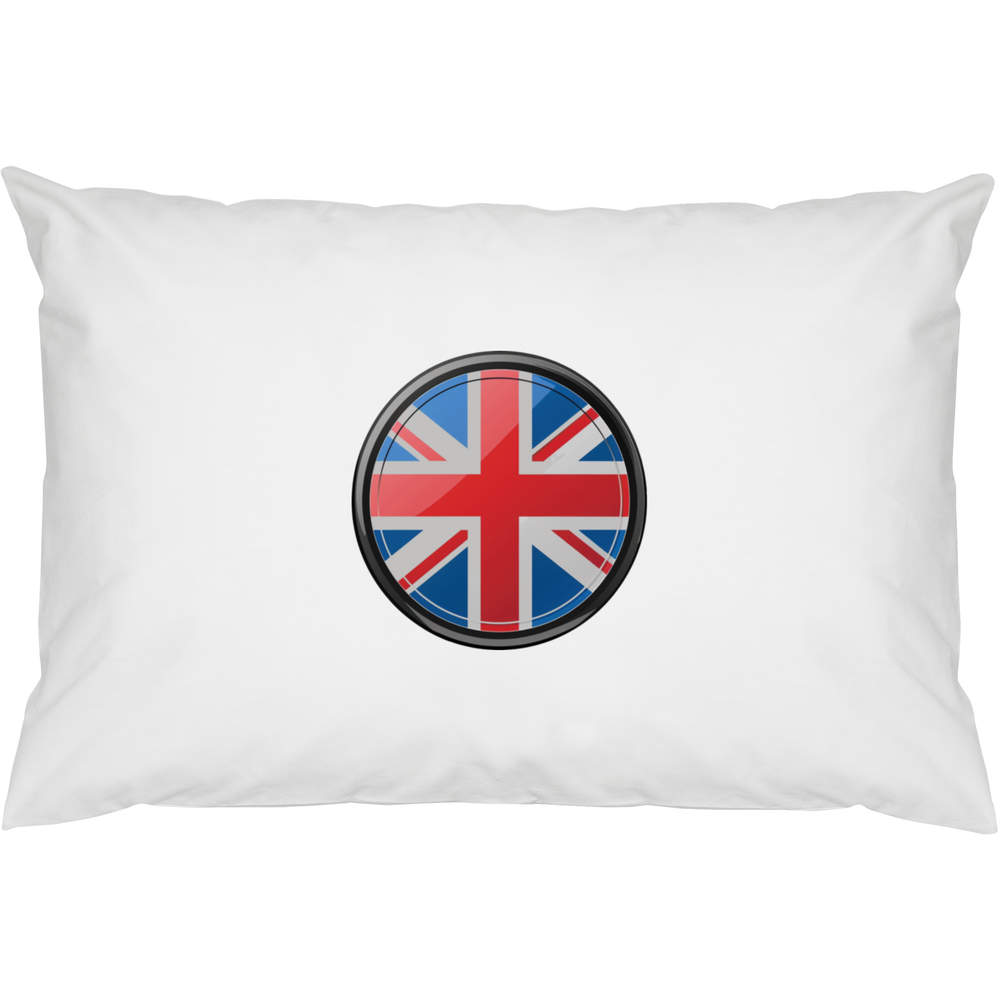 2 x 'Union Jack in Circle Frame' Cotton Pillow Cases (PW00035503)